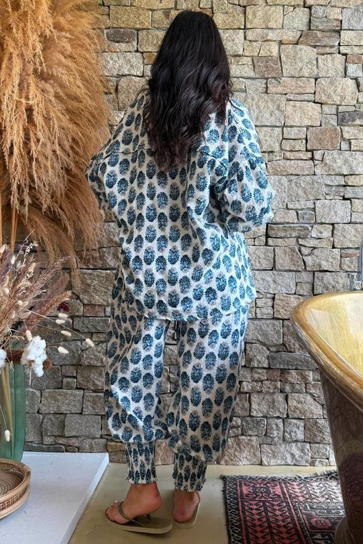 Daughter Of Ibiza Indira Balloon Sleeve Shirt French Navy & Denim 